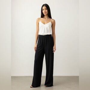 Peter Cohen 100% Silk Wide Leg Pull-On Pants Black Size Medium Luxury Designer